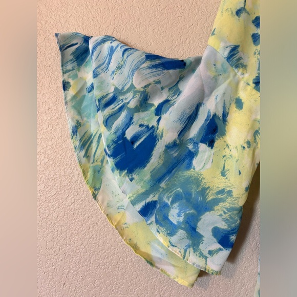 27.ALFANI Women's Green/Blue V-Neck Poet-Sleeve Blouse | Size 10 - Picture 10 of 10